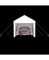 12' x 20' Portable Carport Garage with Roll-up Doors & Wind Windows