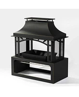 Steel wood outdoor fireplace garden wood burning chimney