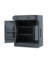 Freestanding Kitchen Pantry with Storage and Adjustable Shelves (Set of 2, Gray)