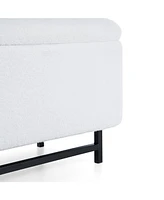 Elegant Ottoman with Spacious Storage Function, White