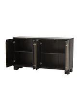 Wood Traditional Sideboard with Adjustable Shelves for Kitchen, Dining and Living (Taupe)