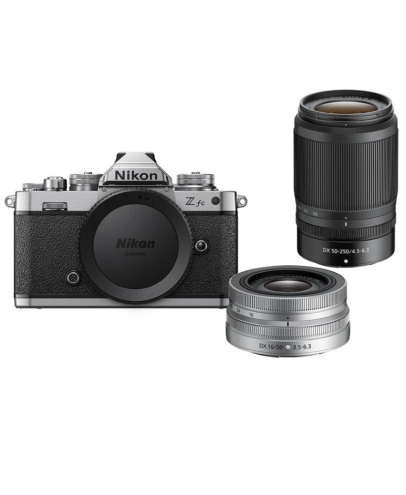 Nikon Z fc Dx-Format Mirrorless Camera with Nikkor Z Dx 16-50mm f/3.5-6.3 Vr Lens, Silver and Z Dx 50-250mm f/4.5-6.3 Vr Lens, Black