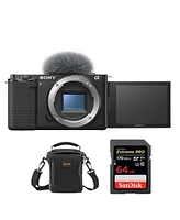 Sony Zv-E10 Mirrorless Camera Body, Black Bundle with, 64GB Sd Memory Card, Shoulder Bag