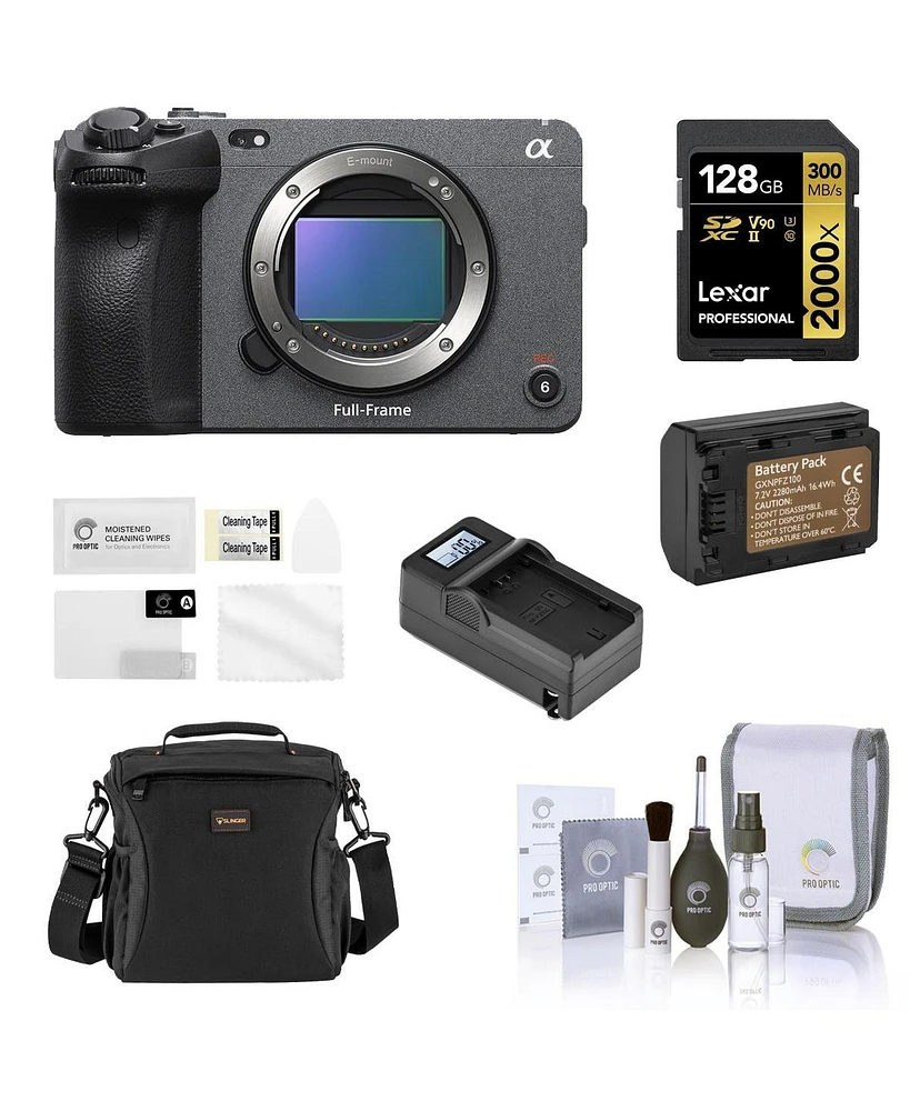 Sony Sony Alpha FX3 Full-Frame Cinema Line Camera Bundle, 160GB CFexpress Memory Card, Extra Battery, Dual Smart Charger, Shoulder Bag, Screen Protect