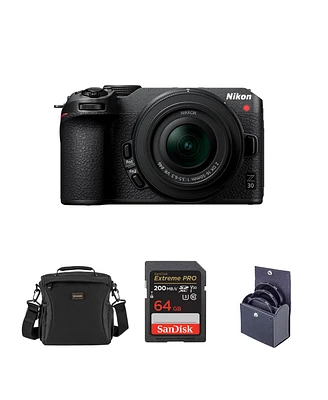 Nikon Z 30 Dx-Format Mirrorless Camera with 16-50mm Lens, Bundle with 64GB Sd Memory Card, Bag, 46mm Uv, Cpl and Nd Filters