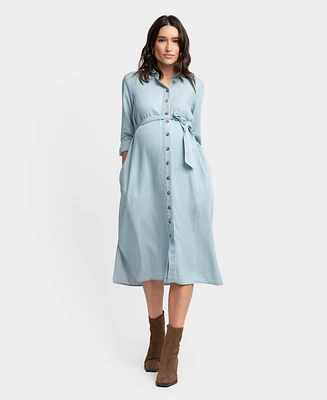 Seraphine Women's Maternity Denim Style Shirt Dress