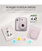 Fujifilm Instax Mini 12 Instant Film Camera, Blossom Pink Bundle with Custom Case, Accessory Kit and Daylight Film, 2x Twin Pack