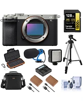 Sony Alpha a7C Ii Mirrorless Camera, Silver, Bundle with 2x Np-FZ100 Battery, 128GB Memory Card and Shotgun Microphone