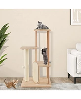 Multi-Level Modern Cat Tower with Scratching Board & Post Stylish & Fun Playhouse for Cats