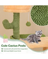 Cactus Cat Tree with Scratching Posts & Scratching Board Fun & Stylish Play Tower for Indoor Cats