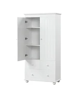 Tall Storage Cabinet with Three Drawers for Bathroom/Office, White