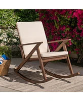 Sturdy Acacia Wood Rocking Chair for Indoor and Outdoor Relaxation