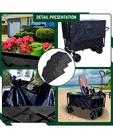 Collapsible Wagon Cart with Strapping System, 440lbs Capacity, for Beach, Camping, Shopping