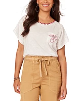 Democracy Women's Embroidered-Pocket Short-Sleeve T-Shirt