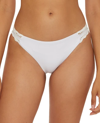 Becca Women's Colette Crochet-Trimmed Bikini Bottoms