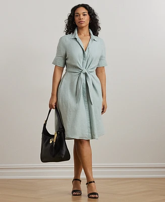 Lauren Ralph Plus-Size Linen Shirtdress