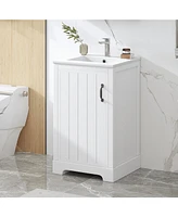 20" Bathroom Vanity with Sink, Bathroom Cabinet with Soft Closing Door, Storage Rack and Adjustable Shelve, White