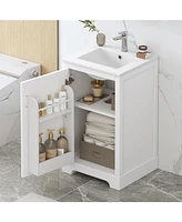 20" Bathroom Vanity with Sink, Bathroom Cabinet with Soft Closing Door, Storage Rack and Adjustable Shelve, White