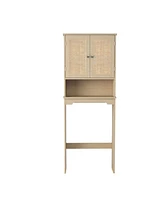 Over-the-Toilet Storage with Rattan Doors, Adjustable Shelves