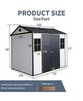 8x6 Resin Outdoor Storage Shed with Lockable Door and Windows