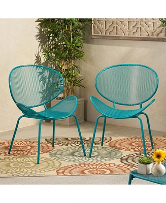 Modern Outdoor Mesh Shell Chair Set: Retro Comfort, Sleek Design