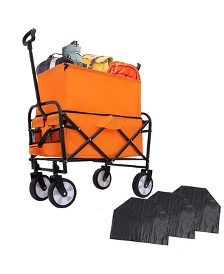 Multi-Use Collapsible Wagon with 3 Liners, Heavy Duty Utility Cart