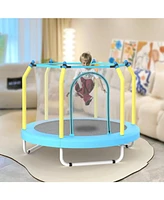 55-inch Trampoline for Kids Indoor & Outdoor Small Toddler Trampoline with Basketball Hoop