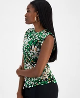 Bar Iii Women's Abstract Printed Mesh Sleeveless Blouse, Exclusively at Macy's