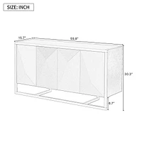 Mahogany Veneer Modern Sideboard with Unique Metal Legs,Suitable for Study,Entryway, Hallway, Living Room