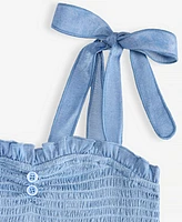 With Jules Big Girl Tie Shoulder Smocked Top