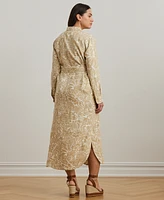 Lauren Ralph Plus 100% Linen Floral Shirtdress