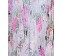 Betsy & Adam Women's Pleated Floral Print Chiffon Midi Dress