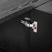 Black Traditional Sideboard with Adjustable Shelves and Gold Handles