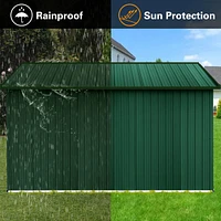 Metal garden sheds 10ftx12ft outdoor storage sheds white+green