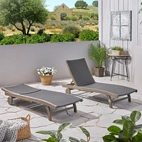 Acacia Wood Chaise Lounges with Wicker Seats and Side Trays