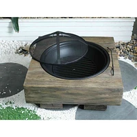 Wood-Fueled Outdoor Fire Pit with Wood Grain Design