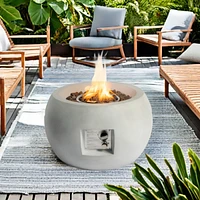 24" Graphite Outdoor Propane Fire Pit Table with Cover and Lava Rocks