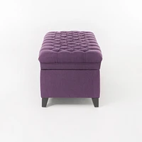 Juliana Fabric Storage Ottoman with Birch Legs in Purple (50x20.5x18.3in)