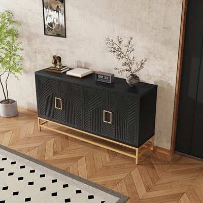 Retro Sideboard with Adjustable Shelves & Metal Accents