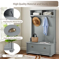 Modern Hall Tree with Storage Bench & Hooks
