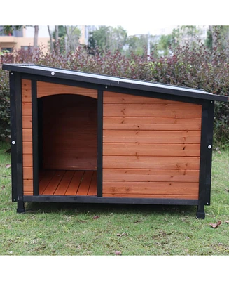 Wooden Dog Kennel for Winter with Raised Feet Weatherproof for Large Dogs