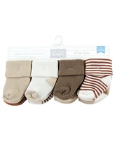 Hudson Baby Cotton Rich Terry Socks 16-Pack, Neutral Brown, 0-6 Months