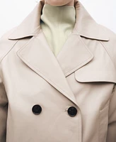 Mango Women's Cropped Leather Trench Coat