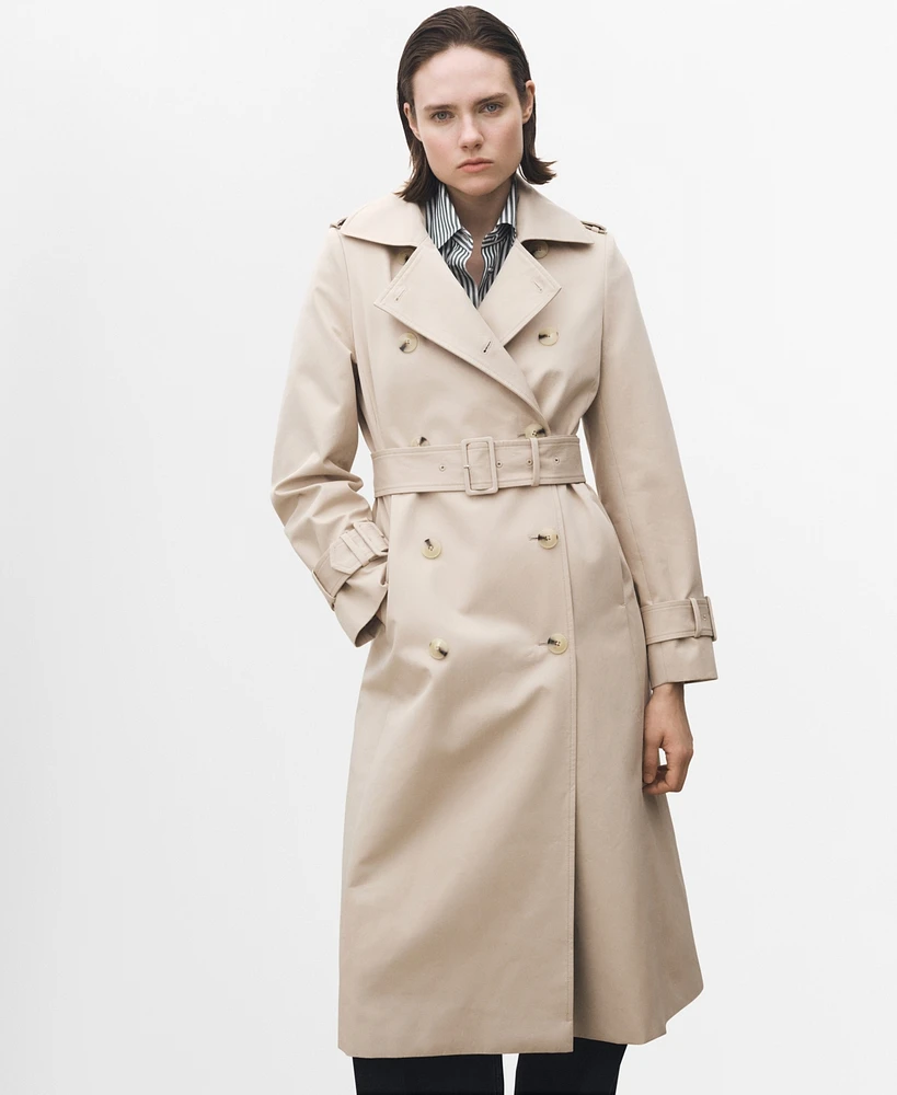 Mango Women's Double-Breasted Cotton Trench Coat