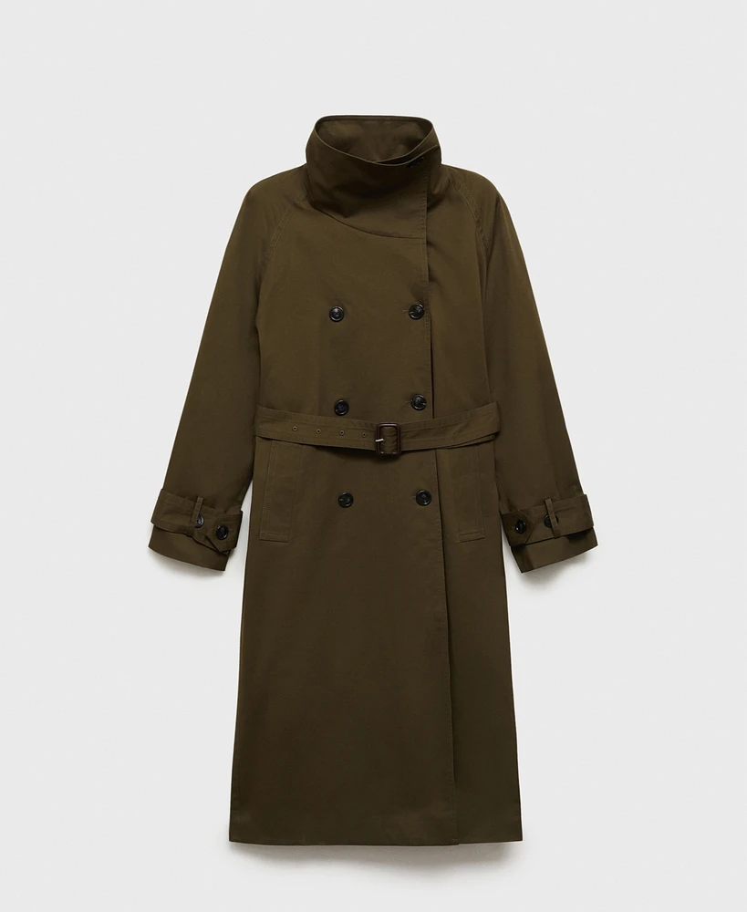 Mango Women's Long Double-Breasted Trench Coat