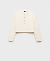 Mango Women's Strip Neck Cropped Jacket