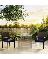 Outsunny 2 Pcs Wicker Dining Chair, Outdoor Chairs w