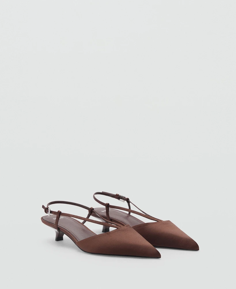 Mango Women's Straps Satin Kitten Shoes