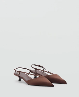 Mango Women's Straps Satin Kitten Shoes