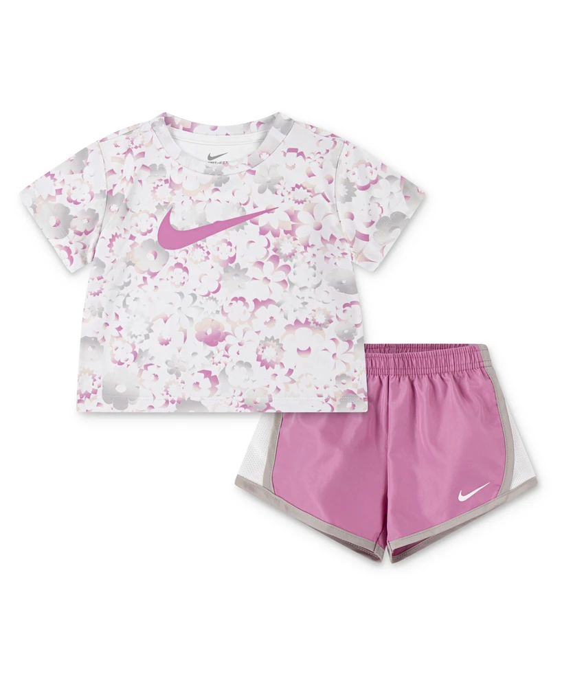 Nike Toddler Girls 2-Piece Dri-Fit T-Shirt and Shorts Set